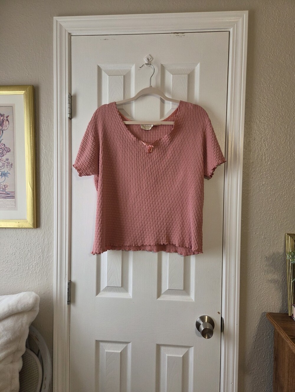 Vintage Victoria's Secret S Pink Knit Scoop Neck Ruffle Sleeve Pullover Top S